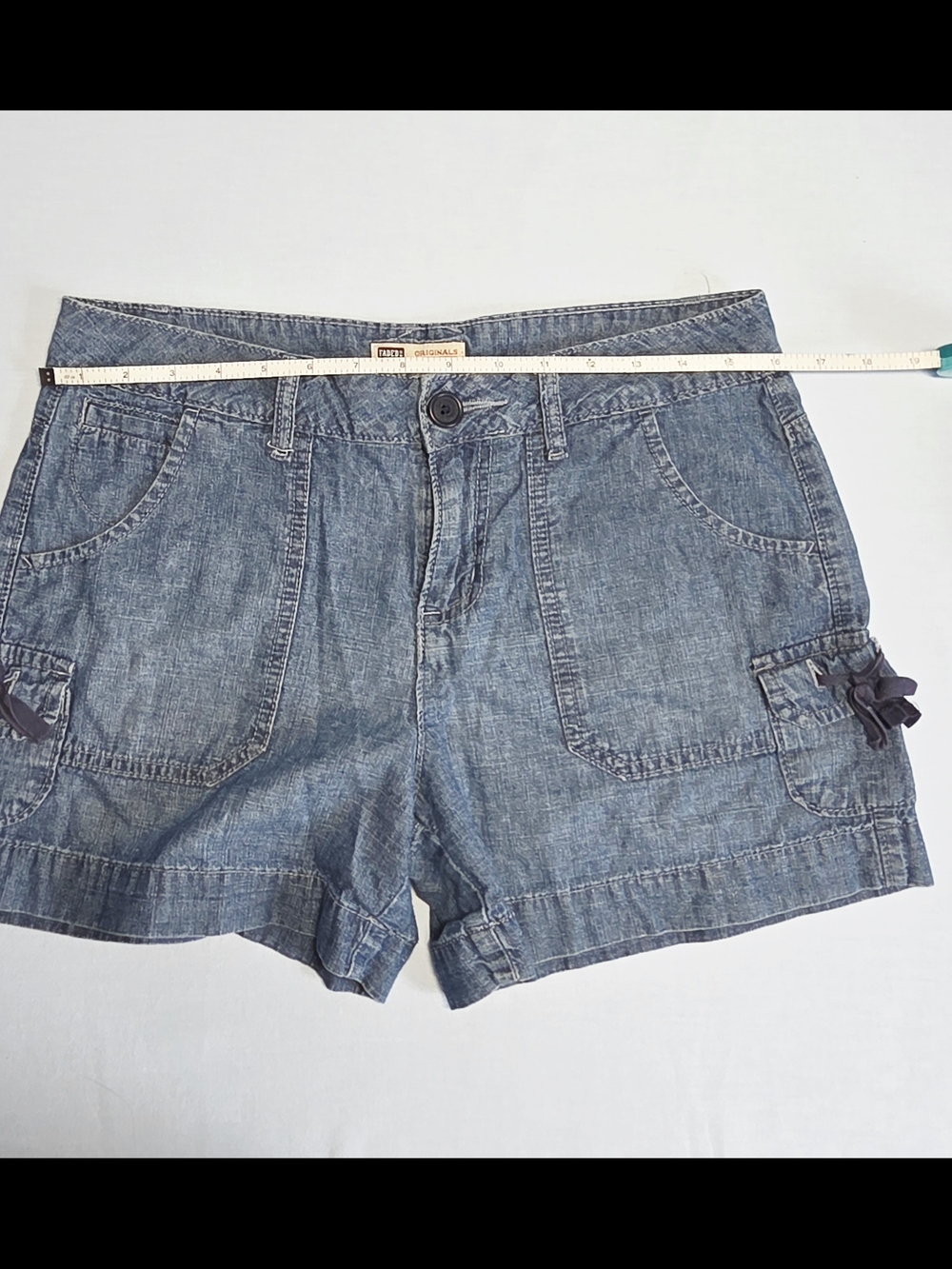 Faded Glory Denim Blue Casual Cargo Jean Shorts